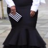 Lovely Casual Flounce Black Plus Size Skirt(Without Belt) 3