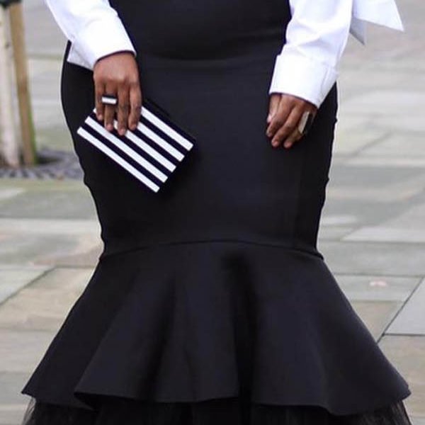 Lovely Casual Flounce Black Plus Size Skirt(Without Belt) 2