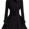 Lovely Casual Buttons Design Black Trench Coat 3