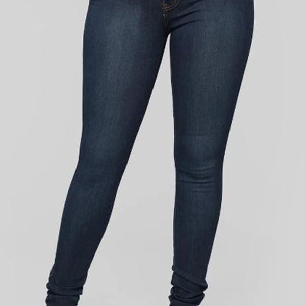 Lovely Casual Skinny Deep Blue Jeans 2