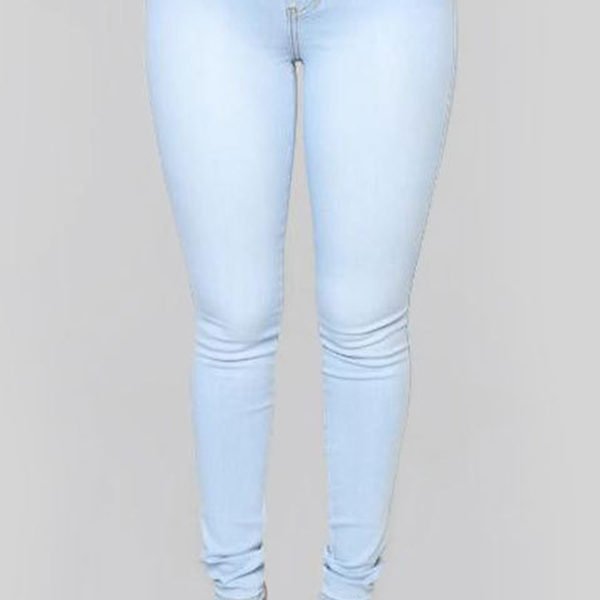 Lovely Casual Skinny Baby Blue Jeans 2