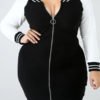 Lovely Casual Zipper Design Black Plus Size Mini Dress 3