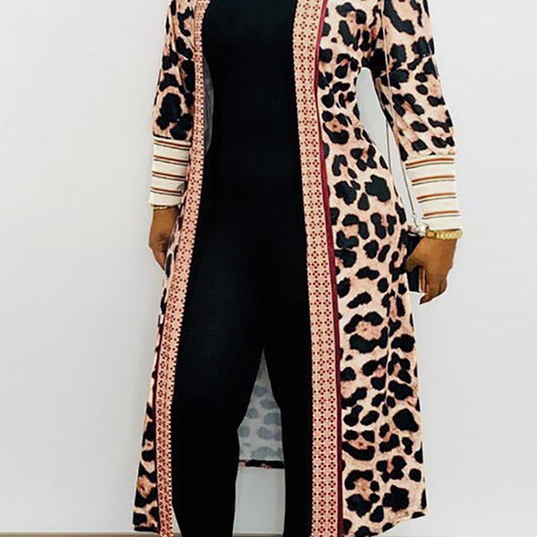 Lovely Casual Leopard Printed Long Coat 2