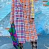 Lovely Casual Plaid Multicolor Long Coat 3