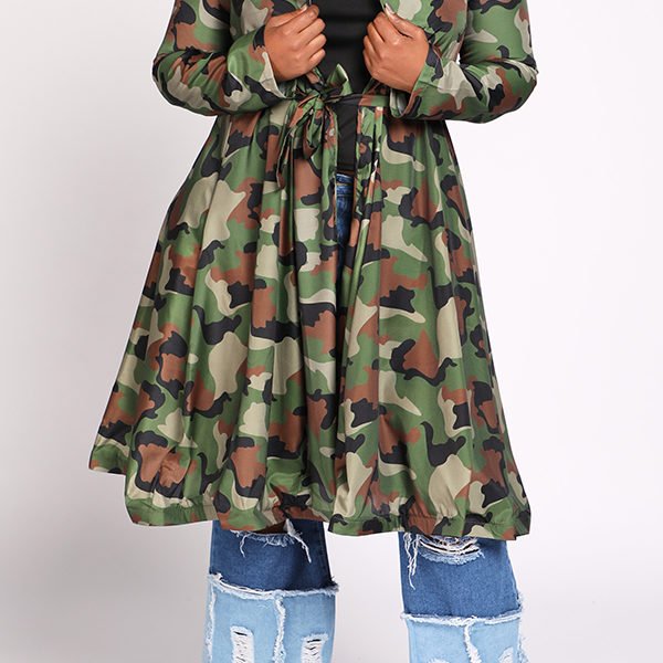 Lovely Casual Camo Print Plus Size Coat 2