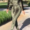 Lovely Casual Dew Shoulder Green One-piece Jumpsuit 3