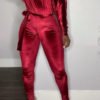 Lovely Casual Dew Shoulder Wine Red One-piece Jumpsuit 3