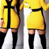 Lovely Trendy Patchwork Yellow Mini Dress 3