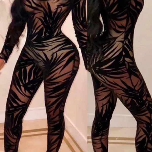 Lovely Sexy See-through Black One-piece Jumpsuit 2