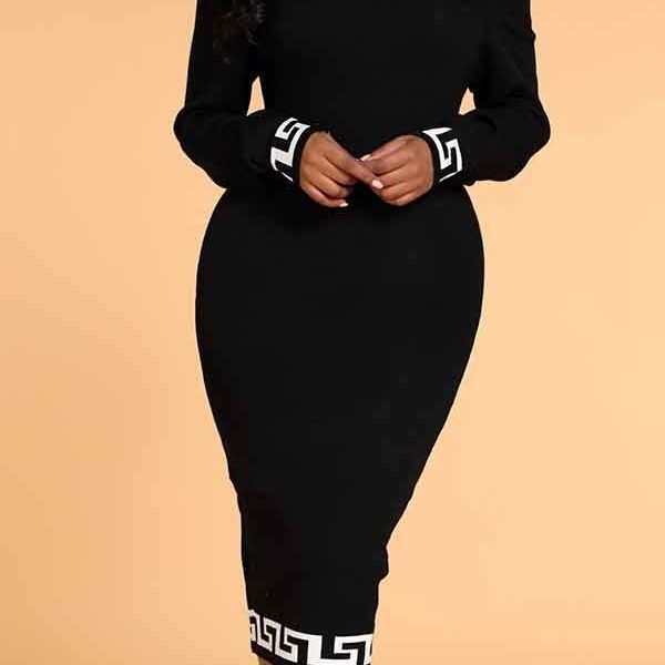 Lovely Casual Patchwork Black Knee Length Dress 2