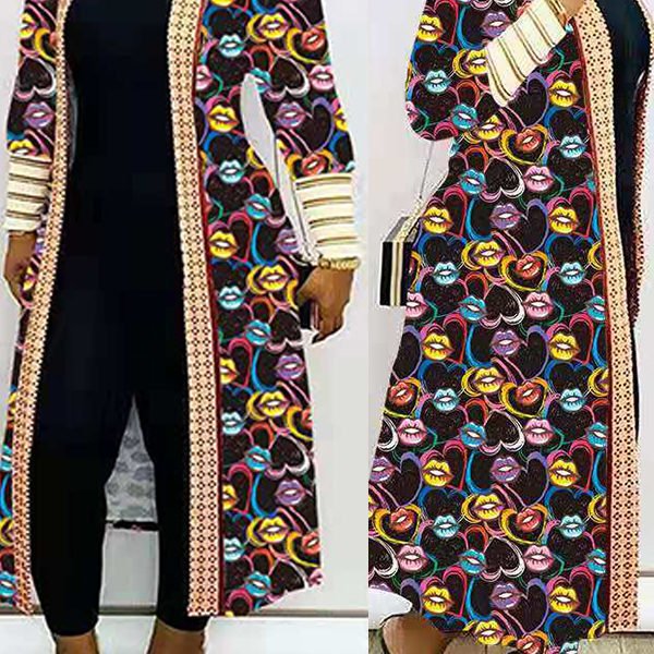 Lovely Casual Print Multicolor Long Coat 2