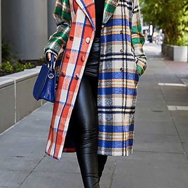 Lovely Casual Plaid Multicolor Trench Coat 2