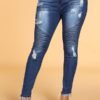 Lovely Trendy Ruffle Patchwork Blue Jeans 3