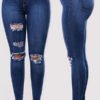 Lovely Chic Broken Holes Deep Blue Jeans 3