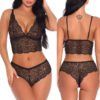 Lovely Sexy Deep V Neck Black Bra Sets 3