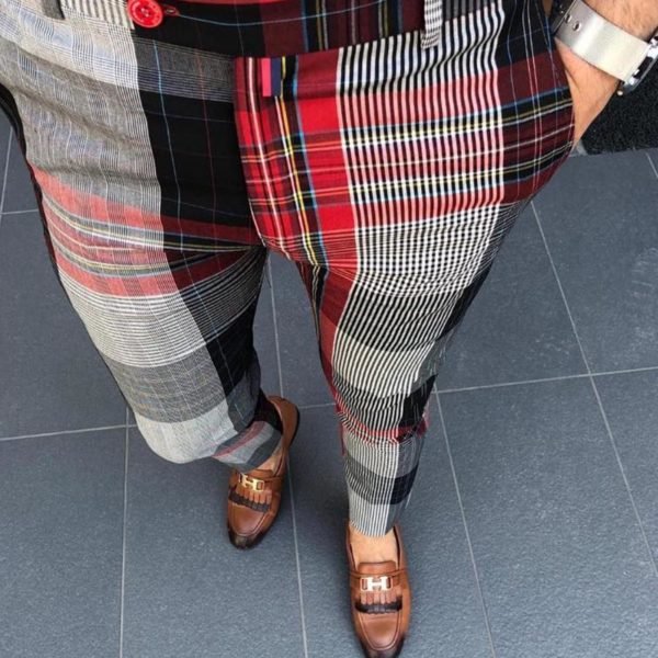 Lovely Casual Plaid Black And Red Pants 2