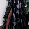 Lovely Casual Flounce Design Black PU Ankle Length Cake Skirt 3