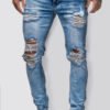 Lovely Casual Broken Holes Baby Blue Jeans 3