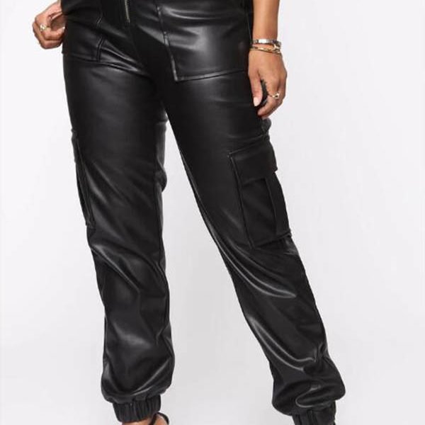 Lovely Trendy Zipper Design Black Pants 2