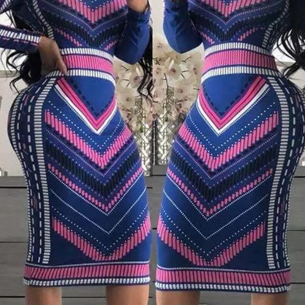 Lovely Chic Print Multicolor Mid Calf Dress 2