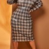 Lovely Casual Plaid Print Grey Knee Length Plus Size Dress 3