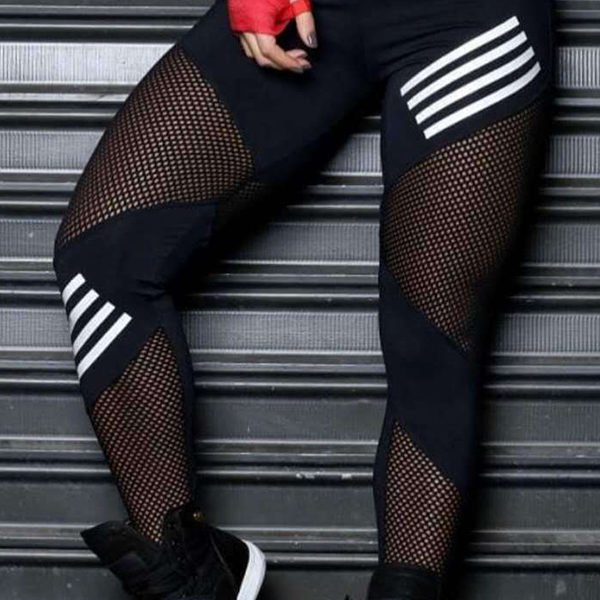 Lovely Casual Patchwork Hollow-out Black Leggings 2