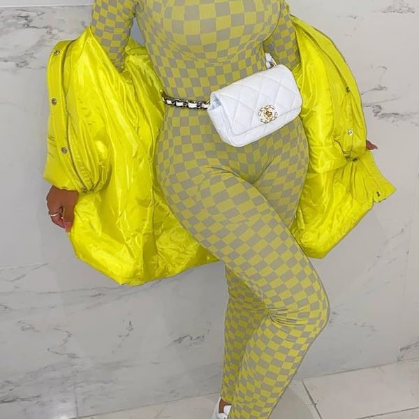 Lovely Casual Plaid Yellow One-piece Jumpsuit 2