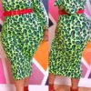 Lovely Casual Print Green Mid Calf Plus Size Dress 3