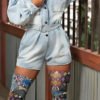 Lovely Leisure Button Blue One-piece Romper 3