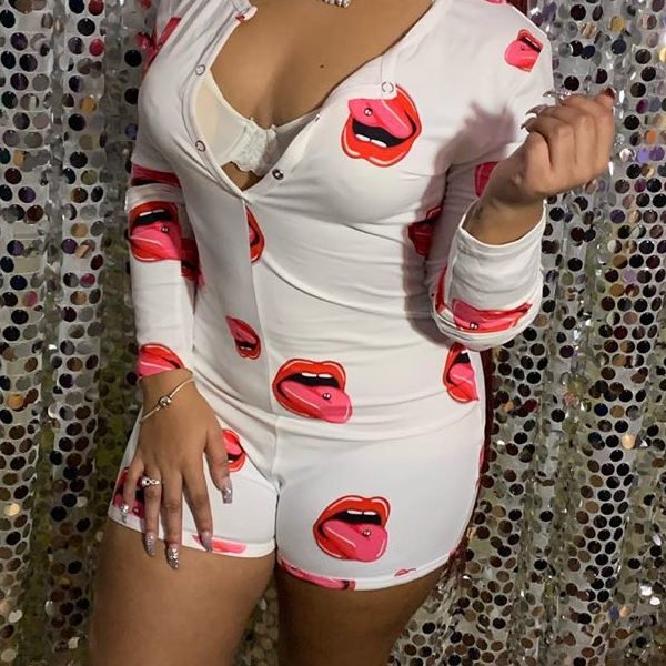 Lovely Casual Print White One-piece Romper 2