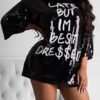 Lovely Casual Letter Black Mini Dress 3