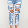 Lovely Trendy Broken Holes Blue Jeans 3