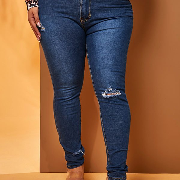 Lovely Chic Skinny Blue Plus Size Jeans 2