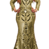 Lovely Party Gold Trailing Evening Dress 3