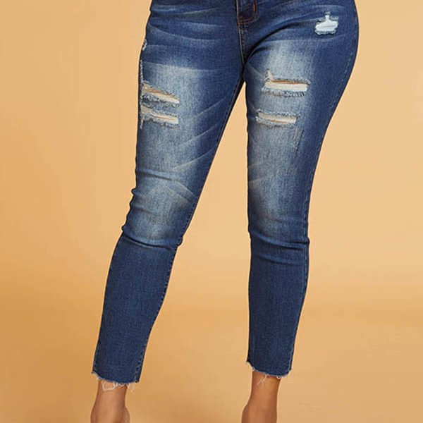 Lovely Chic Broken Holes Blue Jeans 2