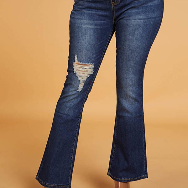 Lovely Chic Hollow-out Dark Blue Jeans 2