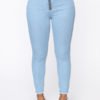 Lovely Chic Zipper Design Skinny Baby Blue Jeans 3