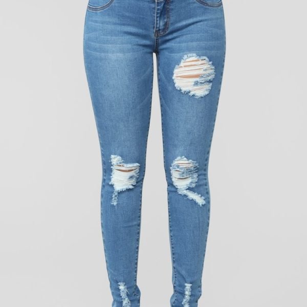 Lovely Chic Hollow-out Baby Blue Jeans 2