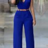 Lovely Trendy V Neck Blue One-piece Jumpsuit 3