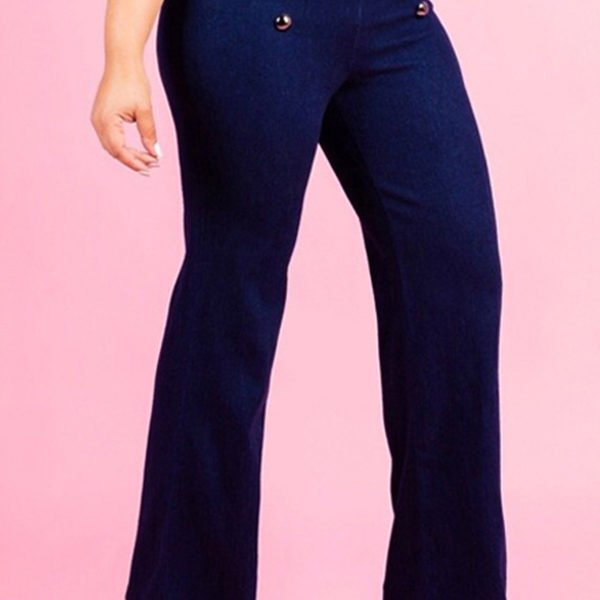 Lovely Chic Button Design Blue Jeans 2