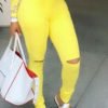 Lovely Chic Hollow-out Yellow Jeans 3