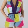 Lovely Casual Patchwork Multicolor One-piece Romper 3