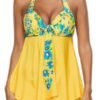 Lovely Casual Print Yellow Plus Size Two-piece Swimsuit 3