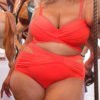 Lovely Hollow-out Red Plus Size Two-piece Swimsuit 3