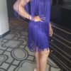 Lovely Sexy Tassel Design Purple Plus Size Mini Dress 3