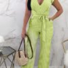 Lovely Chic Striped Print Green One-piece Jumpsuit 3