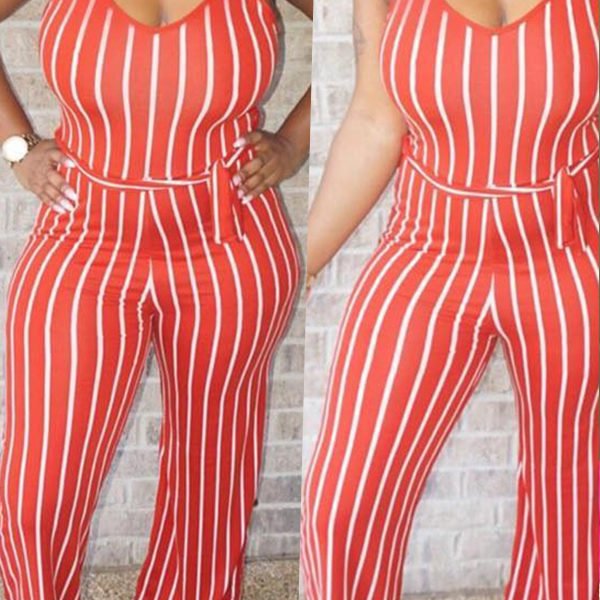 Lovely Chic Striped Red One-piece Jumpsuit 2