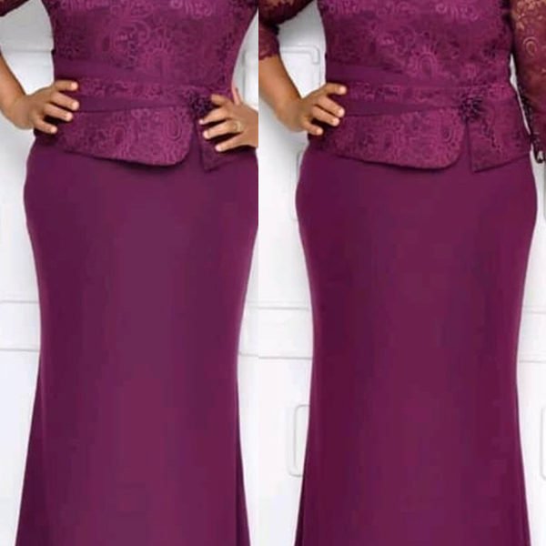 Lovely Casual Patchwork Purple Maxi Trumpet Mermaid Plus Size Dress 2