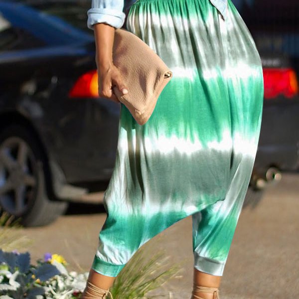Lovely Chic Loose Print Green Pants 2