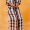 Lovely Casual Plaid Print Beige Ankle Length Plus Size Dress 3